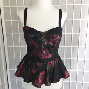 Pearl by Georgina Chapman Lace Floral Peplum Top